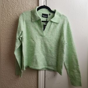 NWT Pieces- Crop Johnny Collar Sweater